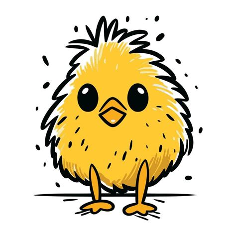 Cute little yellow chick isolated on white background. Vector ...