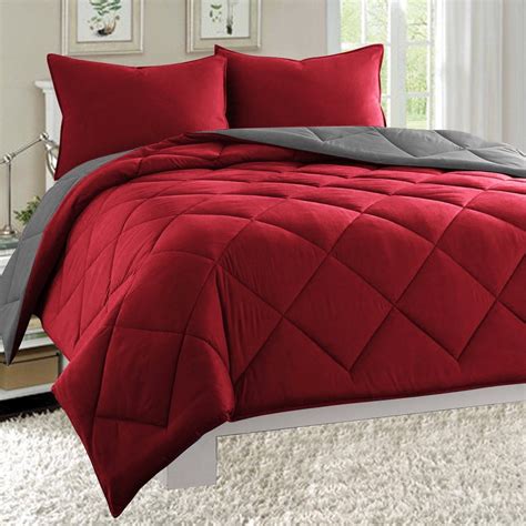 All Season Reversible 2-Piece Comforter Set - Twin/Twin XL, Red/Gray ...