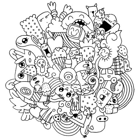 Strange creatures - Doodle Art / Doodling Adult Coloring Pages