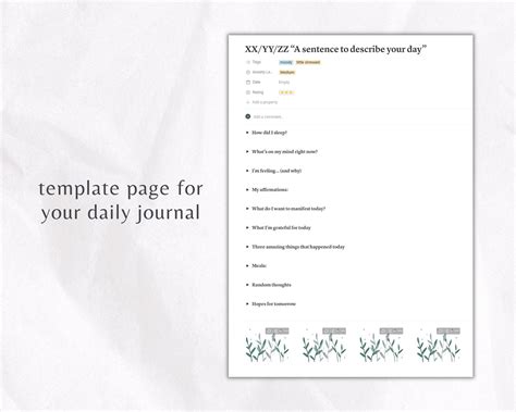 Notion Template, Notion Journal Template, Daily Journal, Anxiety ...