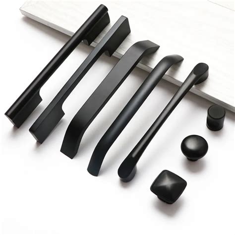 Aluminum Alloy Modern Cabinet Pulls Black Kitchen Cupboard Handles ...