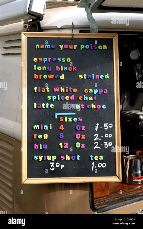 Mobile Coffee Bar Menu Stock Photo - Alamy