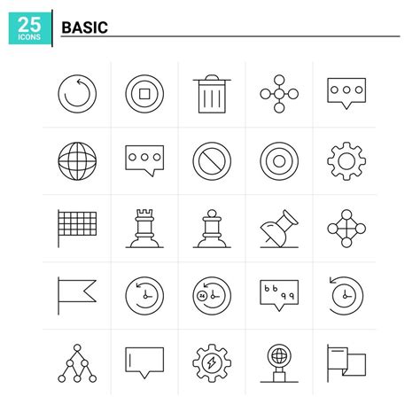 25 Basic icon set vector background 14579897 Vector Art at Vecteezy