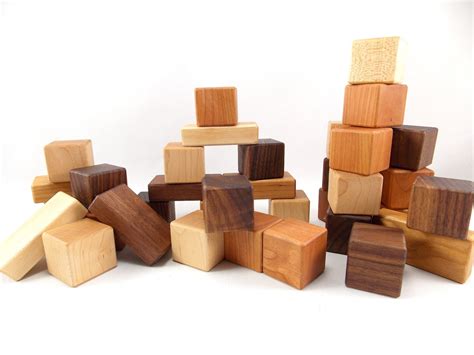 36 Wooden Building Blocks Natural Hardwood Toy by BannorToys