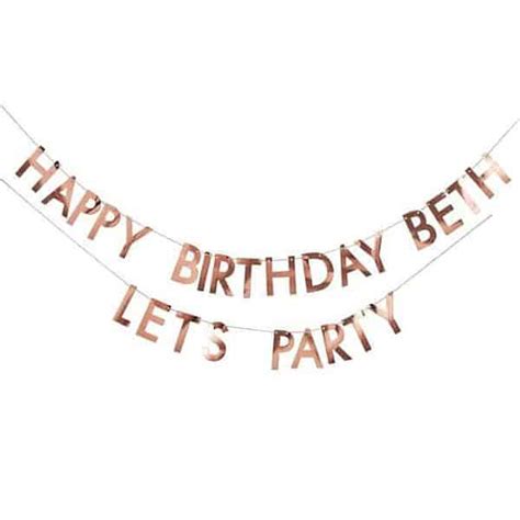 Rose Gold Customizable Happy Birthday Banner | EnFete