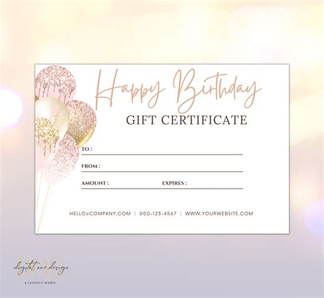 Birthday Gift Certificate Templates