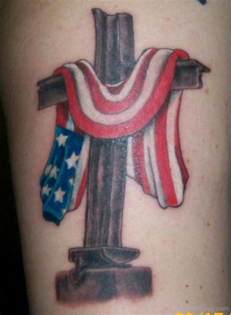 American Flag With Cross Tattoo - Tattoos Designs