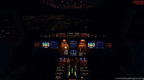 Illuminated Cockpit At Night Of Airbus A321 Desktop Background