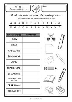 Te Reo Māori - Classroom Objects – Set A by Suzanne Welch Teaching ...