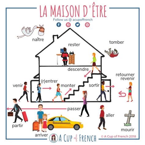 French verbs using ÊTRE in past tense PASSÉ COMPOSÉ | A Cup of French ...