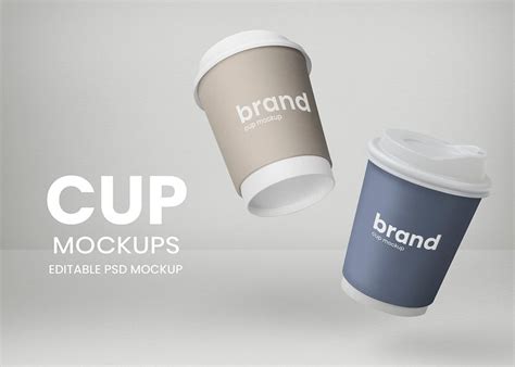 Floating paper cups mockup psd | Premium PSD - rawpixel