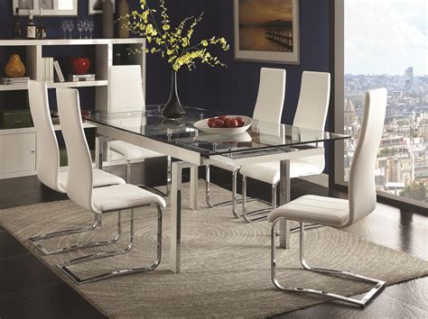 Coaster Modern Dining Contemporary Dining Room Set With Glass Table ...