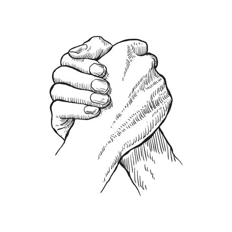 hand drawing hands holding each other tightly 21820060 Vector Art at ...