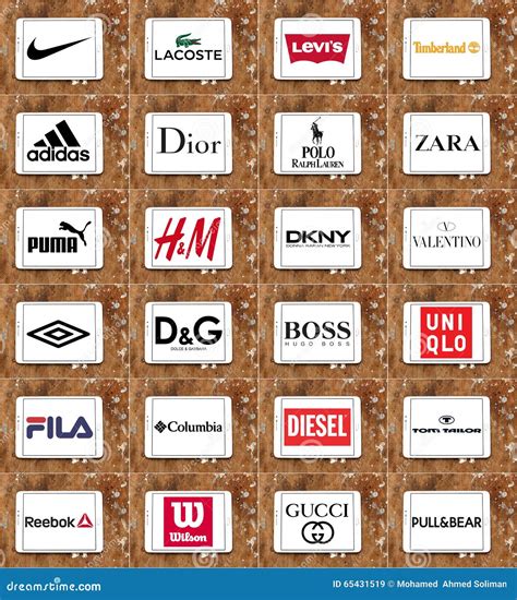 Clothing brands and logos editorial stock image. Illustration of ...