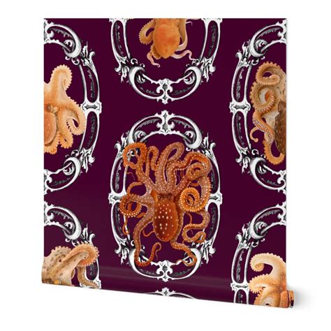 Octopus frames (deep purple background) Wallpaper | Spoonflower