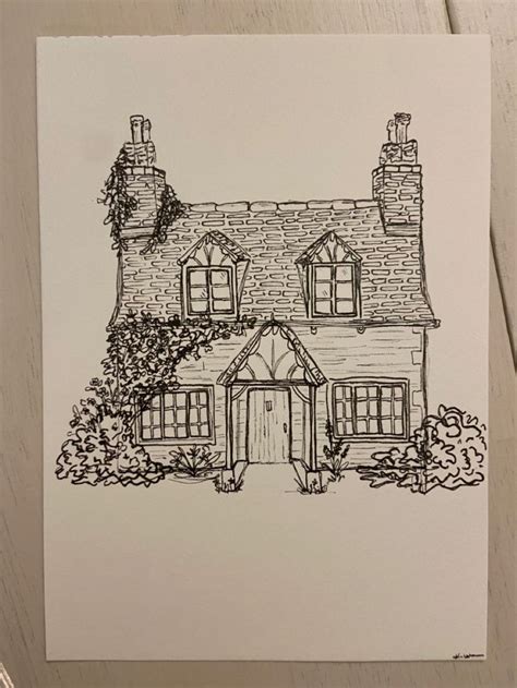 Cottage Sketch | Architecture drawing art, Art drawings, Book art drawings