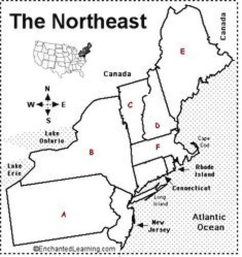 Northeast Region States And Capitals Map - Printable Map