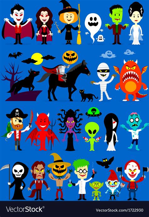 Monsters mash halloween characters Royalty Free Vector Image