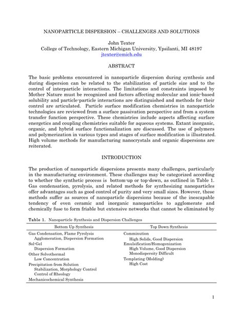 (PDF) Nanoparticle dispersion: Challenges and solutions