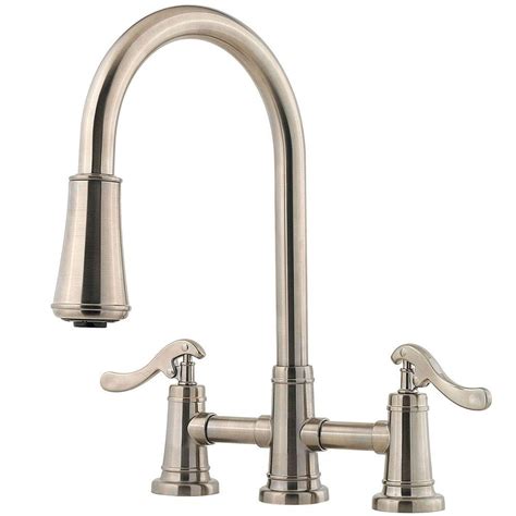 Pfister Ashfield 2-Handle Pull-Down Sprayer Kitchen Faucet in Brushed ...