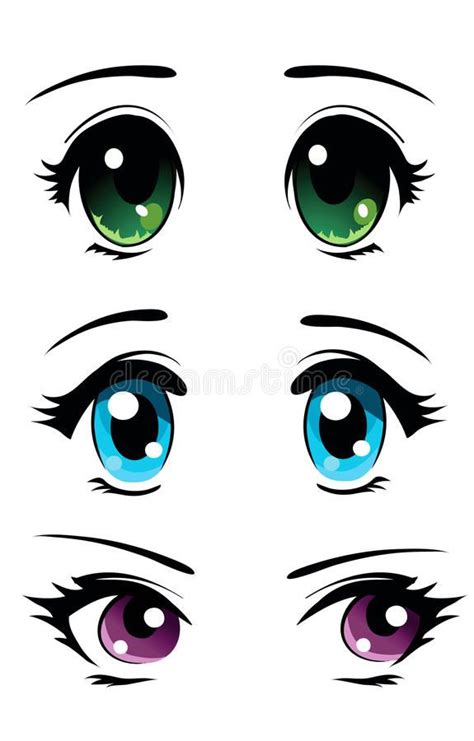 Photo about Set of cartoonish manga eyes. Illustration of anime, eyes ...