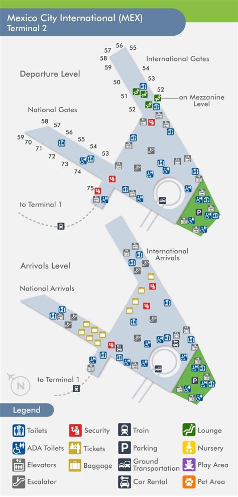 Mexico City airport map terminal 2 - Mex terminal 2 map (Mexico)