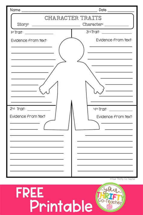 Printable Character Traits Worksheets