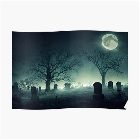 "Halloween Haunted Spooky Graveyard Horror Art" Poster for Sale by ...