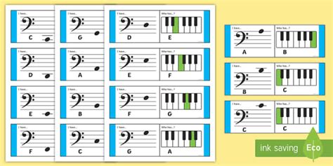 Bass Clef Piano Musical Note Recognition Loop Cards - Bass Clef Piano ...