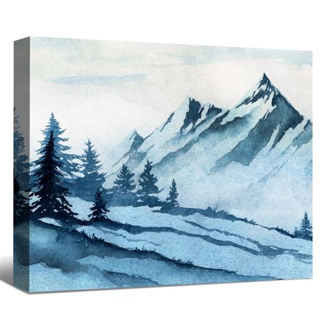 Snow Mountains Peak Watercolor Painting Print Watercolor | Etsy