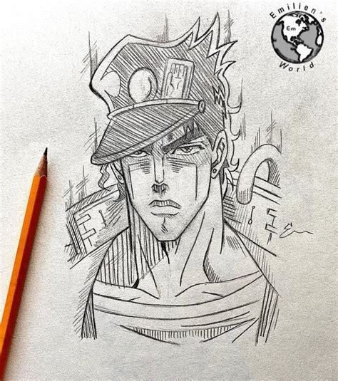 My quick sketch of Jotaro ️ (ref from the anime) : r/StardustCrusaders