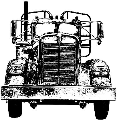 Semi Truck Sketch From The Front Stock Illustration - Download Image ...