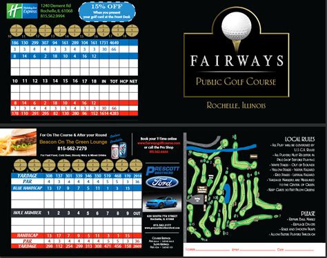 Score Card - Fairways Public Golf Course