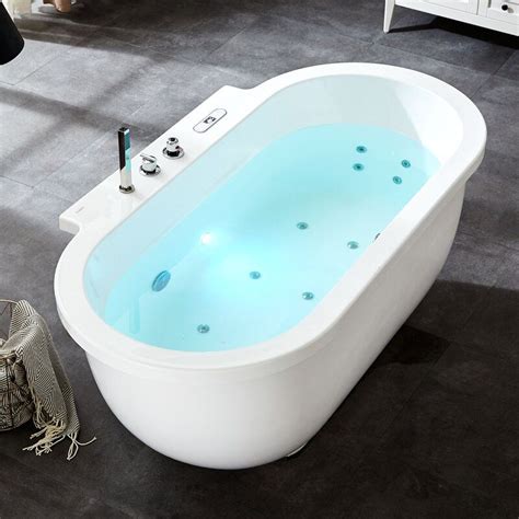 70.87'' x 37.37'' Freestanding Whirlpool Acrylic Bathtub with Faucet ...