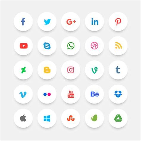 flat minimal social media icons - Download Free Vector Art, Stock ...