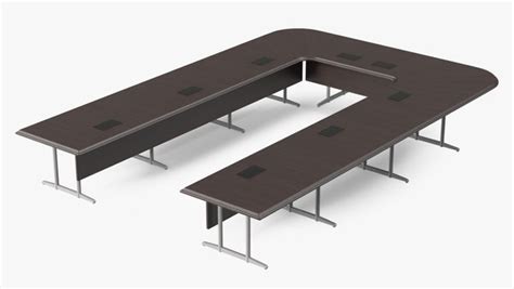 3D Modern U Shape Conference Table Dark Wood - TurboSquid 1767394