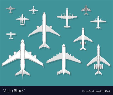 Airplane top view plane and Royalty Free Vector Image