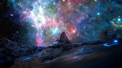 stars, Mountain, Space, Nebula, Landscape Wallpapers HD / Desktop and ...