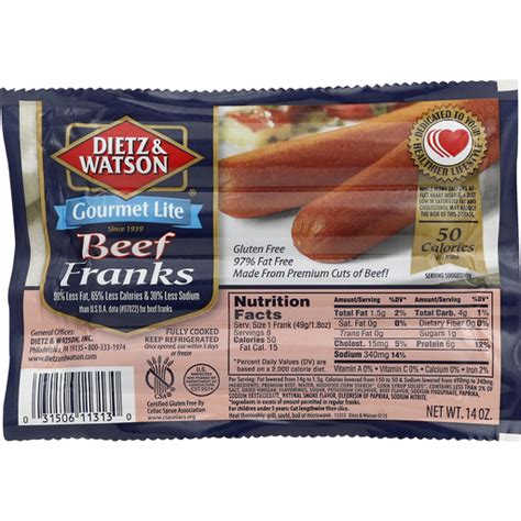 Dietz & Watson Gourmet Lite Beef Franks | Hot Dogs | Foodtown