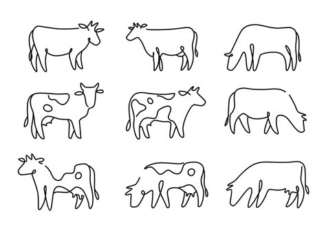 Cow on pasture in line art drawing style. 13215793 Vector Art at Vecteezy