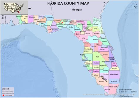 Florida County Map, List of Counties in Florida