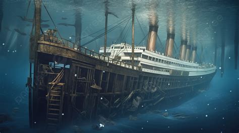 The Famous Sinking Ship Titanic Is Underwater Background, Real Pictures ...