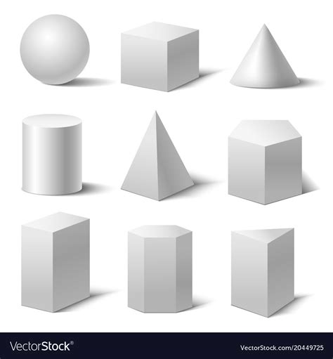 Realistic detailed 3d white basic shapes set Vector Image