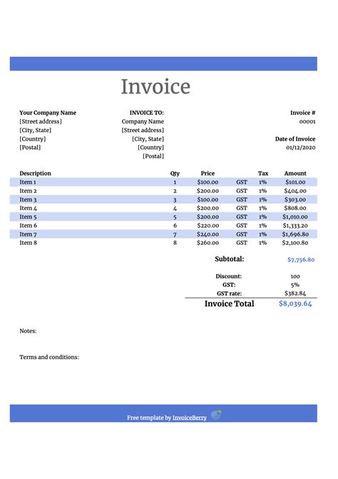 Free Google Drive Invoice Templates: Blank Docs & Sheets Invoices ...