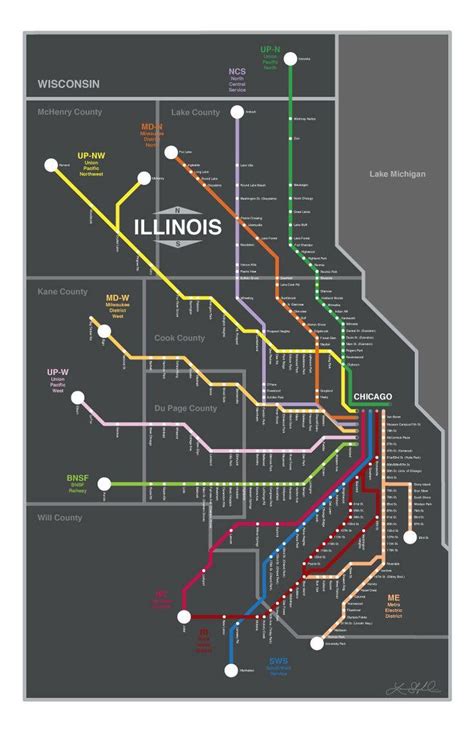 Metra train map - Metra Chicago map (United States of America)