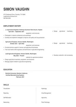 Agricultural Engineer Resume Sample & Tips | Online Resume Builder