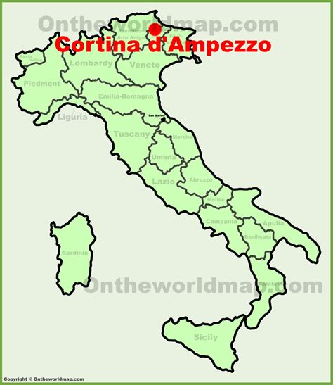 Cortina d'Ampezzo location on the Italy map - Ontheworldmap.com