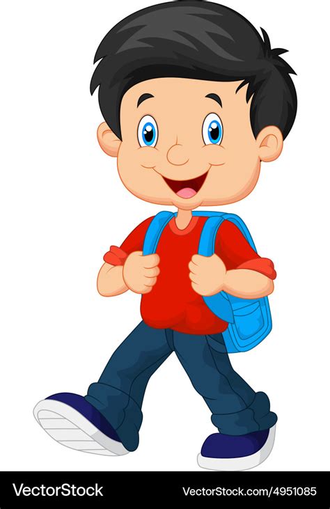 School boy cartoon walking Royalty Free Vector Image