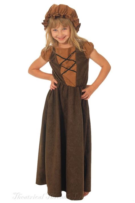 Wench Costume Kids Fancy Dress Peasant Pantomime Villager Medieval ...