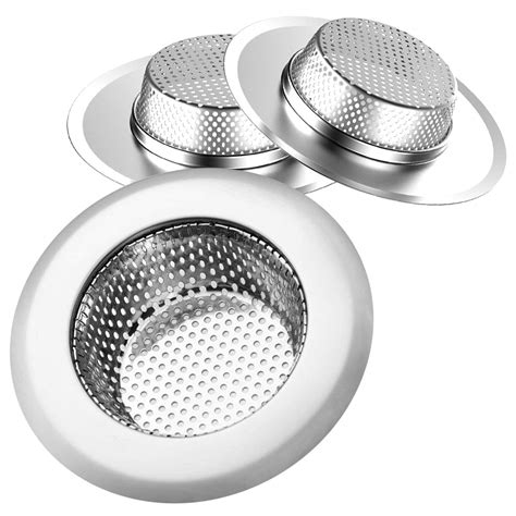 Helect Easy Clean Kitchen Sink Strainer Baskets, 3-Pack